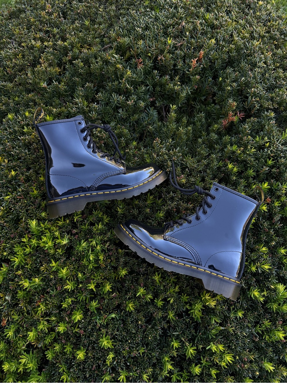 Dr Martens 1460 Black Patent Leather Lace Up Boots Womens US Size 7